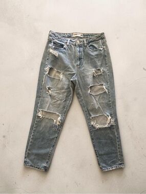 Garage Men’s Relaxed Ripped Denim Jeans - Light Blue